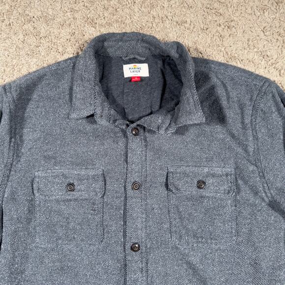 Marine Layer Size Large Toph Camping Shirt Grey Shacket Pockets Lined Button Up - Picture 3 of 7